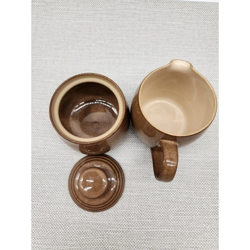Denby Langley Greystone Brown Sugar Bowl And Creamer Jug Set Discontinued